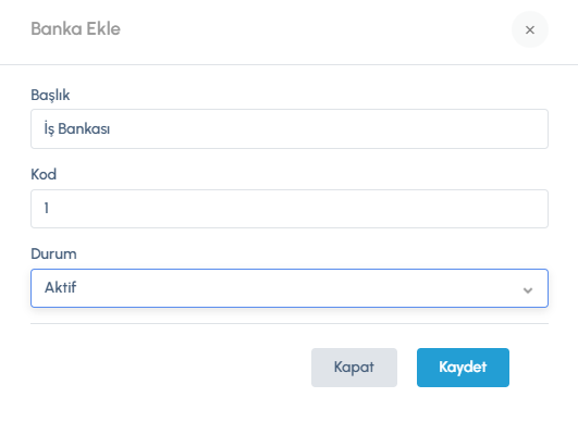 Banka Ekle